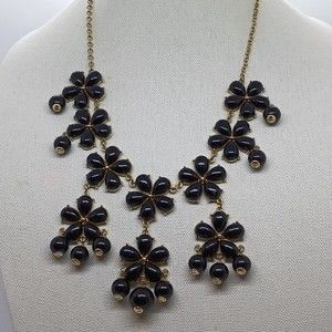 Daisy Flower Necklace Black Daisys Bibb Statement Acrylic 26 Inches